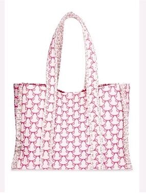 🆕- Quilted Coquette Pink Bow 🎀 Patterned Large Tote. NWT